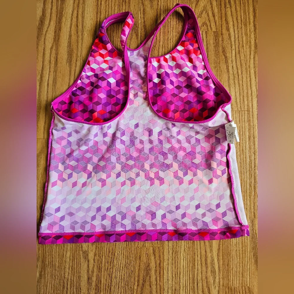 Speedo Girls’ Athletic Swim Tank Top Size 16‎ Pink Geometric Print